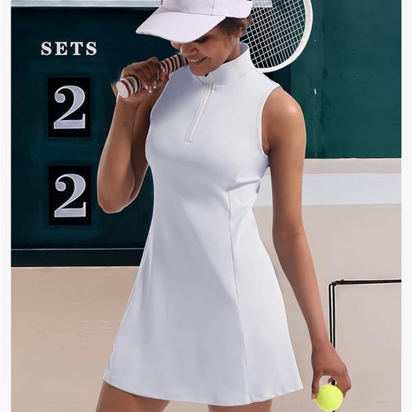 Two Piece Set Tennis Dress with Shorts NWT White - Picture 2 of 3